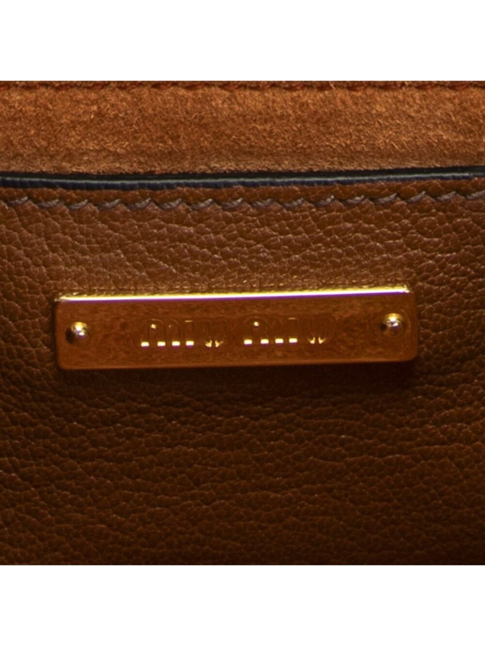 Miu Miu Pushlock Convertible Top Handle Tan Orange Madras Leather - Picture 10 of 10